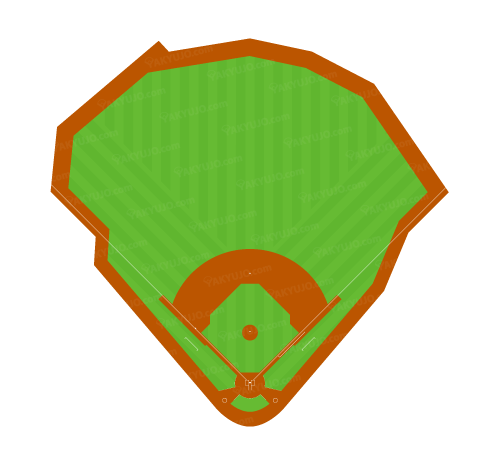 PNCパーク,PNC Park,ピッツバーグ・パイレーツの本拠地,Pittsburgh Pirates,狭いファールゾーン,歪な形状の外野フェンス,左右比対称の野球場,アメリカ・メジャー・MLBの野球場,　　,YAKYUJO.com,野球場のイラスト・図面・俯瞰図・真上から,野球場の大きさ比較,野球場の広さ比較,野球場の面積,野球場どっと混む,野球場ドットコム,野球場.com,パークファクター